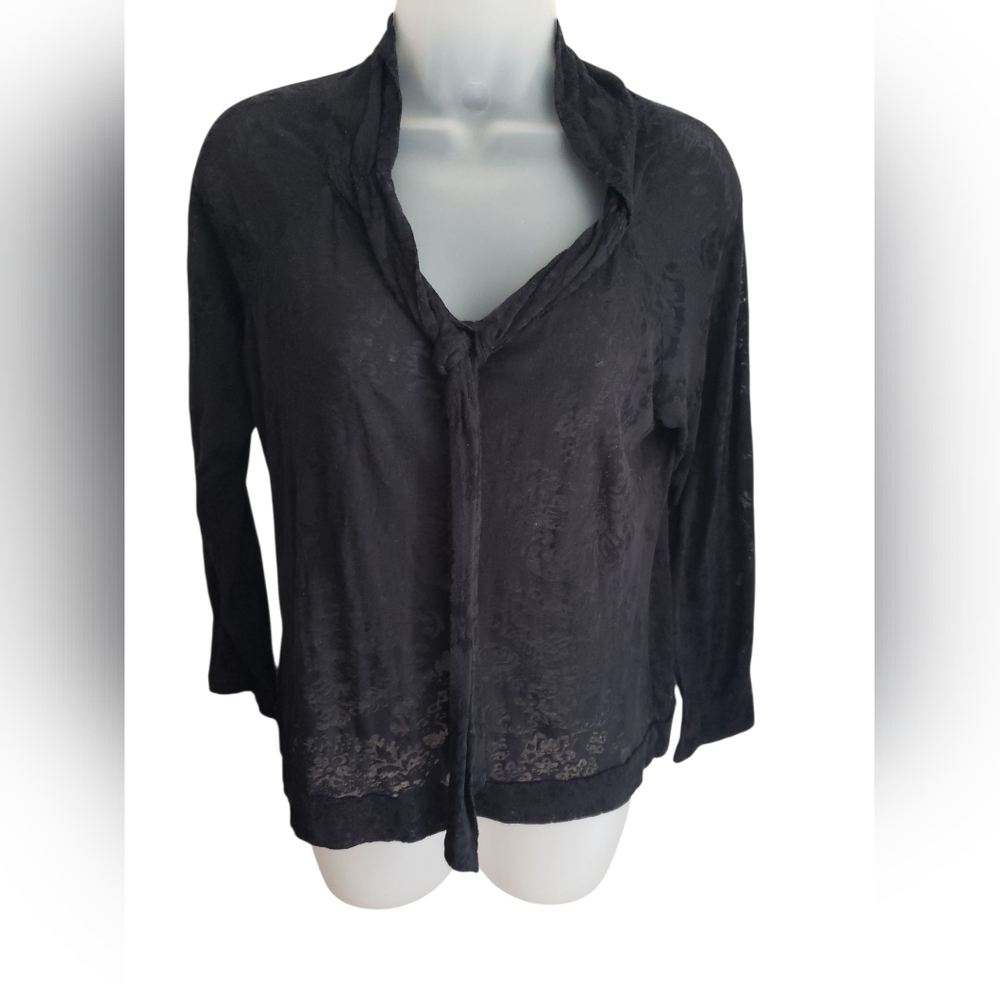 Semi-Sheer Black 3/4 Sleeve